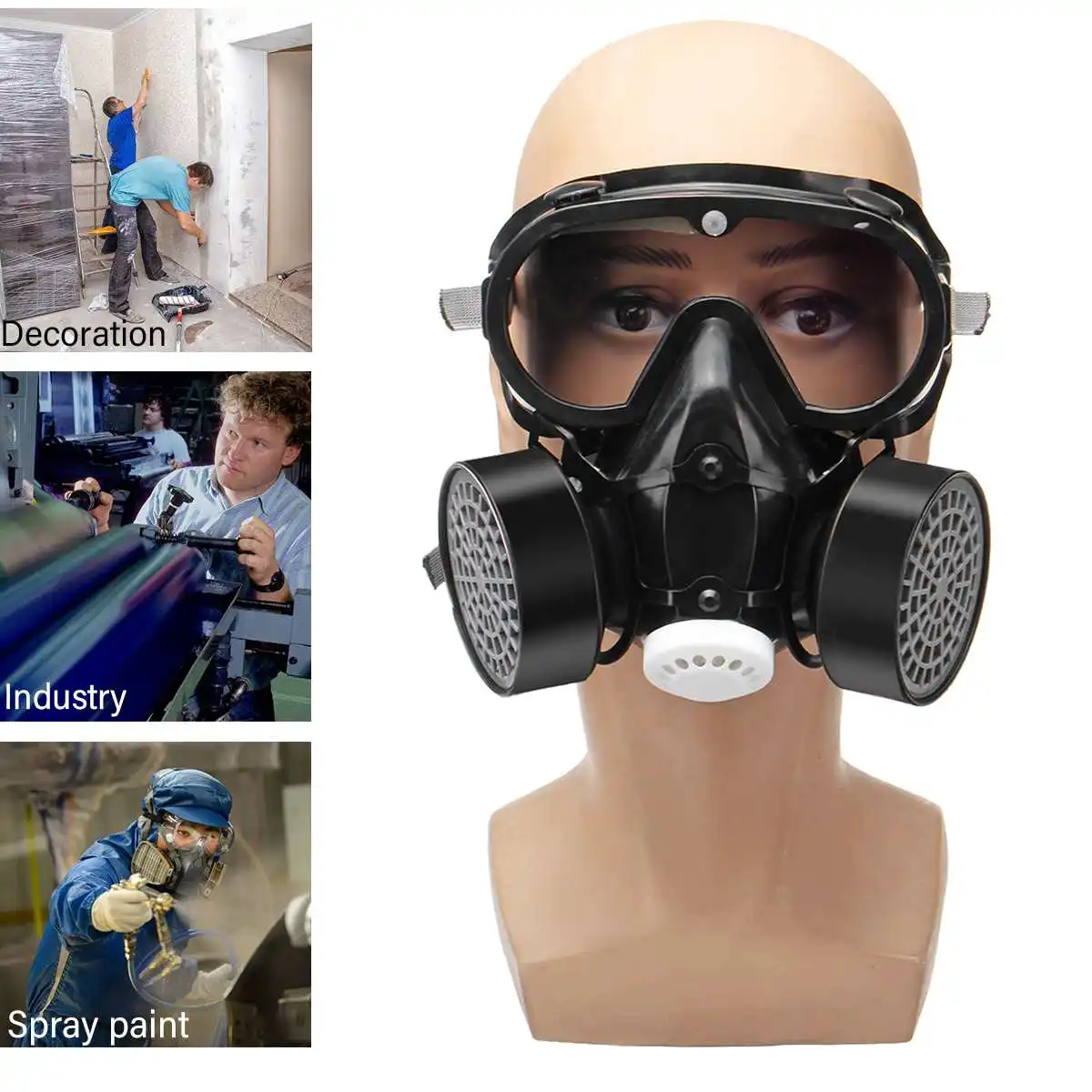 

High Quality Protective Anti-fog Dust Mask Dual Cartridge Gas Mask Full-piece Full Face Respirator Industrial Outdoor Spray Mask