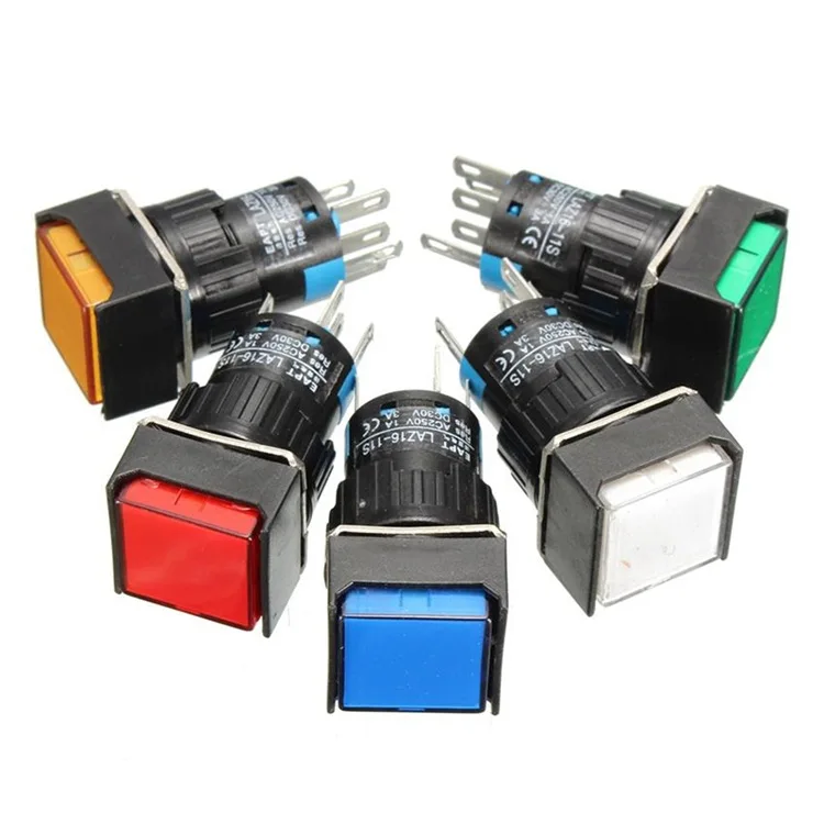 

US Shipping 5pcs 16mm Rectangle Momentary push button switch LED lamp 5pins 5v