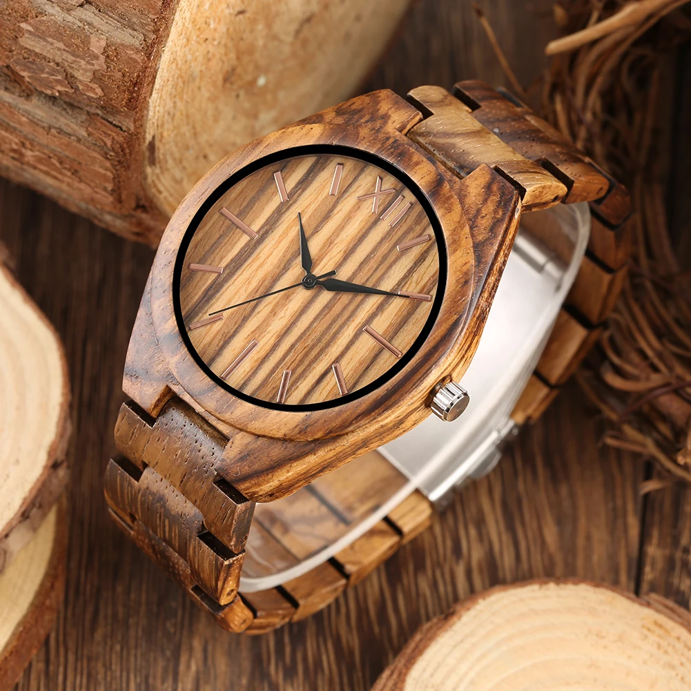 

Full Wooden Watch for Men Novel No Number Time Dial Bamboo Band Watches for Boy Natural Woode Wrist Watch for Teenager