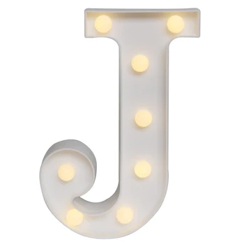 

LED Marquee Letter Lights Alphabet Light Up Sign for Wedding Home Party Bar Decoration J Plastic