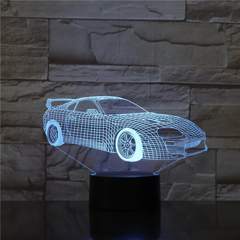 Супер спортивный автомобиль ночной Светильник СВЕТОДИОДНЫЙ 3d иллюзия Лампа