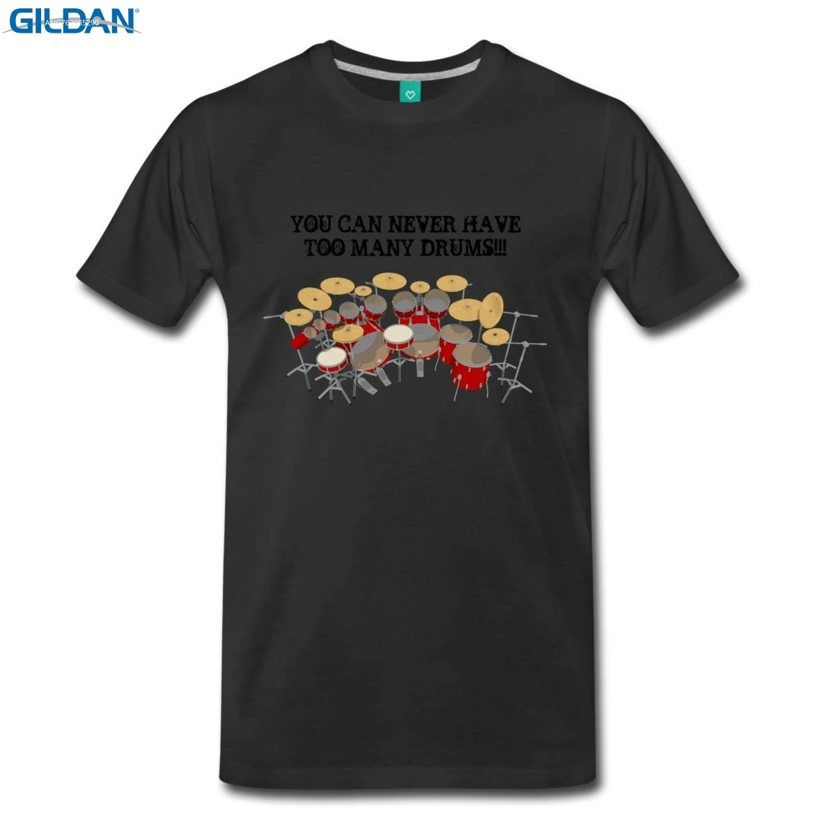 

GILDAN New Arrival Male Tees Casual Boy T Shirt Tops Discounts Too Many Drums! Crew Neck Short-Sleeve Office Tee
