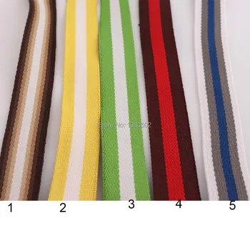 

10 yards 25mm 1inch Stripe polyester/cotton Webbing Ribbon for Key Fobs Belt bag garment sewing accessories
