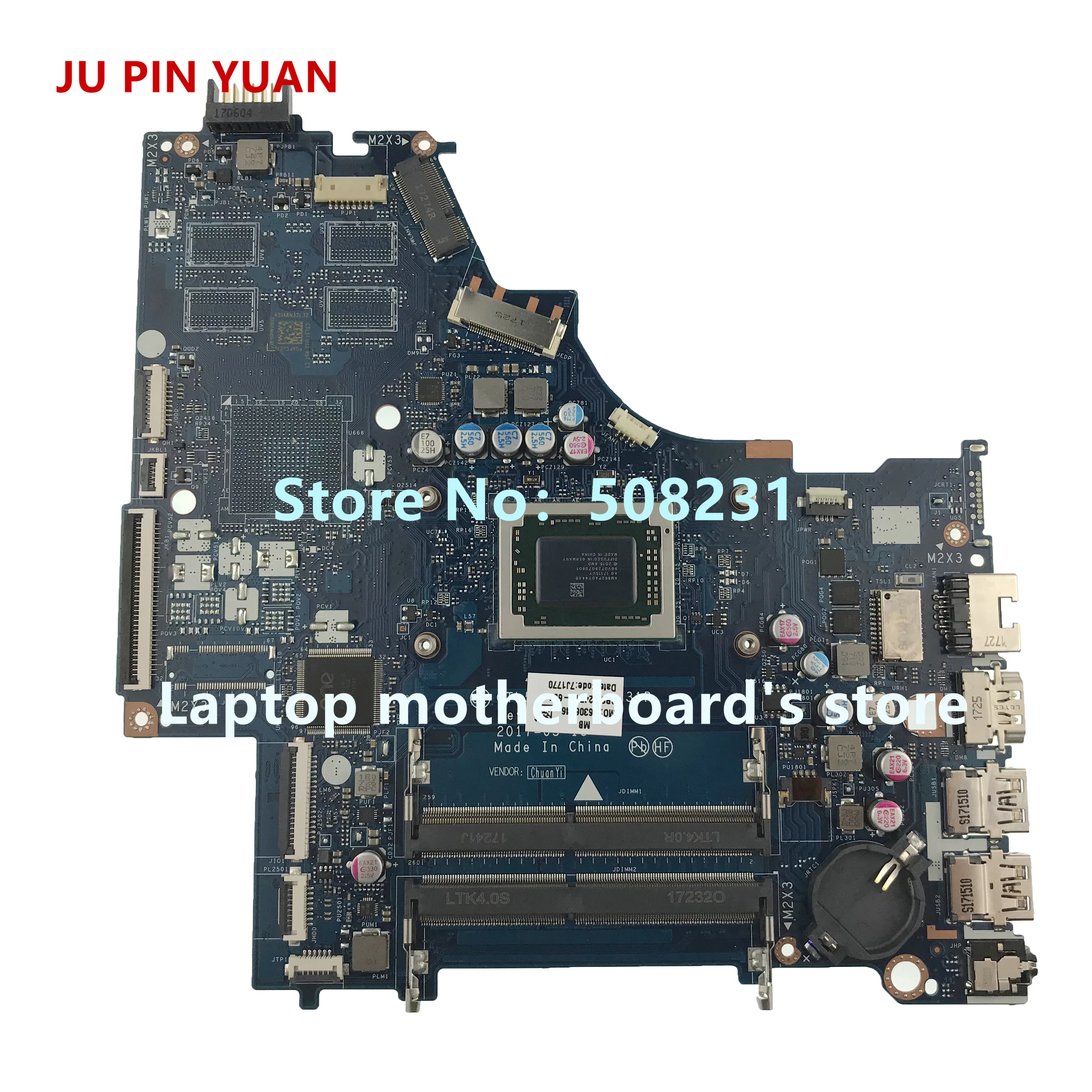 JU PIN YUAN For HP NOTEBOOK 15 BW 15 BW007CA Laptop Motherboard 924718 601 CRL51 LA