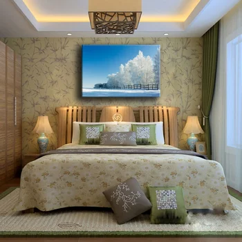 

1 Piece Snow White Trees Fences Field Pictures Living Room Prints Winter Forest Poster Home Decor Shipped 24 Hour