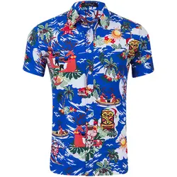 2019 новые мужские с коротким рукавом пляжный Гавайские рубашки Летние повседневные цветочные рубашки мужские каникулы Топы