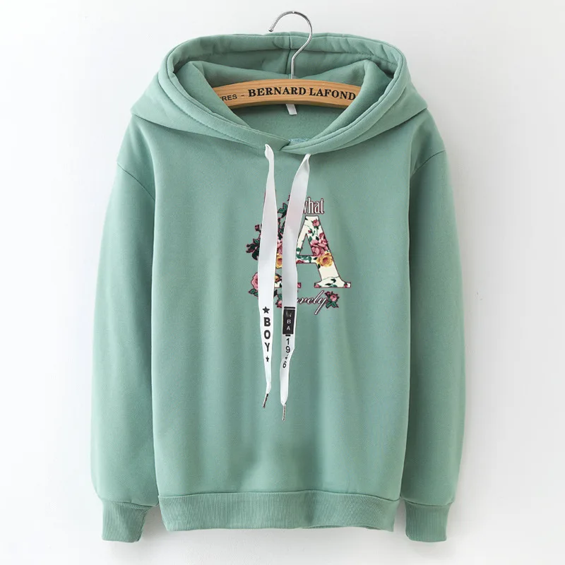 

Women Autumn Winter Harajuku Hoodies Sweatshirts Casual Loose Print Pullovers Outwear Female Fleece Warm Soft Hooded Coat Plus