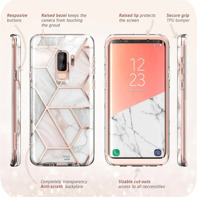 Чехол для Samsung Galaxy S9 Plus i Blason Cosmo полностью блестящий Мраморный бампер защитный