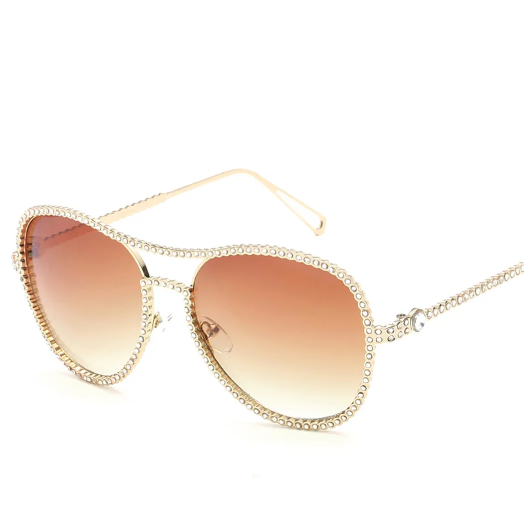 

Shining Rhinestone Sunglasses Women Men Clear Lens Metal Frame Sun Glasses Brand Designer Sunglass Gold Silver Eyewear UV400