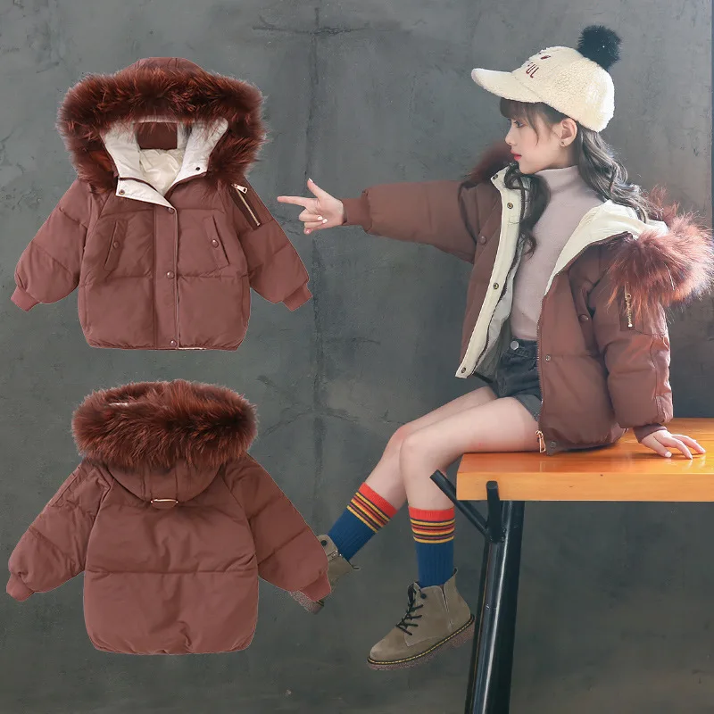 

Children 2018 Winter New Pattern Girl Korean Cotton-padded Clothes Child Thickening Cotton