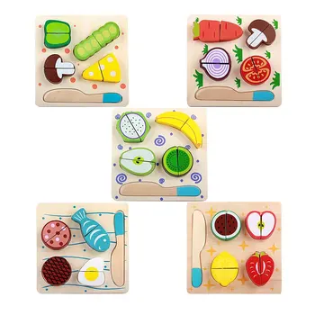 

5 Set Magnetic Wooden Miniature Food Cutting Role Playing Game Pretend Play Educational Toys Gift for Children Kids Toddler