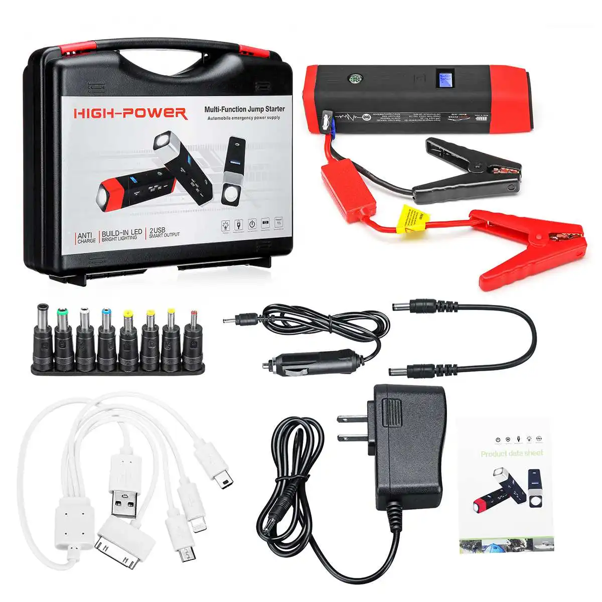 Multifunction Jump Starter 99800mAh 12V 2USB 500A Portable Car Battery Booster Charger Booster Power Bank Starting Device