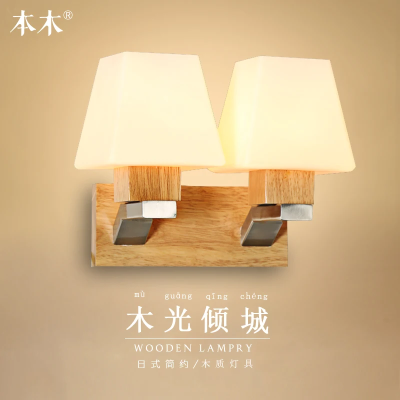 

Modern Japanese Style Led Lamp Oak Wooden Wall Lamp Lights Sconce For Bedroom Home Lighting,wall Sconce Solid Wood Wall Light