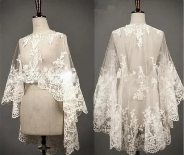 

2019 white ivory bride wedding jacket shawl Women Fashion Lace cape bidal New Your Wedding Accessori