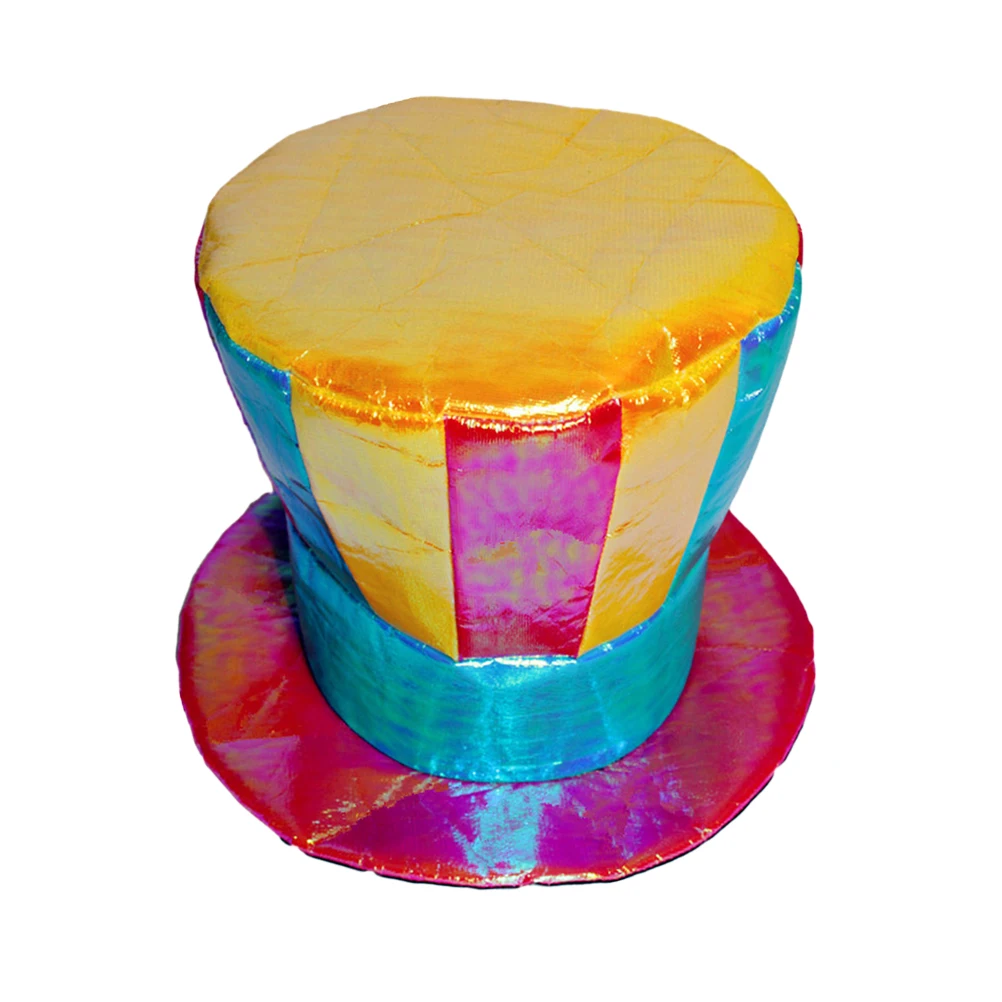 

1PC Top Hat Creative Colorful Funny Shiny Flat Top Clown Cap for Cosplay Magic Show Halloween Dress Party Stage Performance
