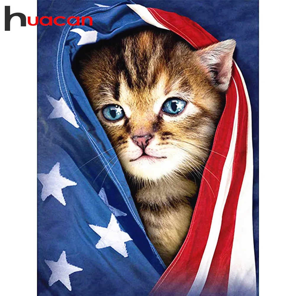 

Huacan 5D Diamond Painting Full Square Animal Cat Embroidery Sale Picture Of Rhinestone Diamond Mosaic Decor Home Gift Drop Ship