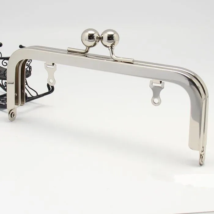 

15.5CM*6.5 CM With 16 MM Big Silver Ball Color Bag Purse Frame Metal Clasp Hooks Glue Purse Frames Obag Handle Drop Shipping