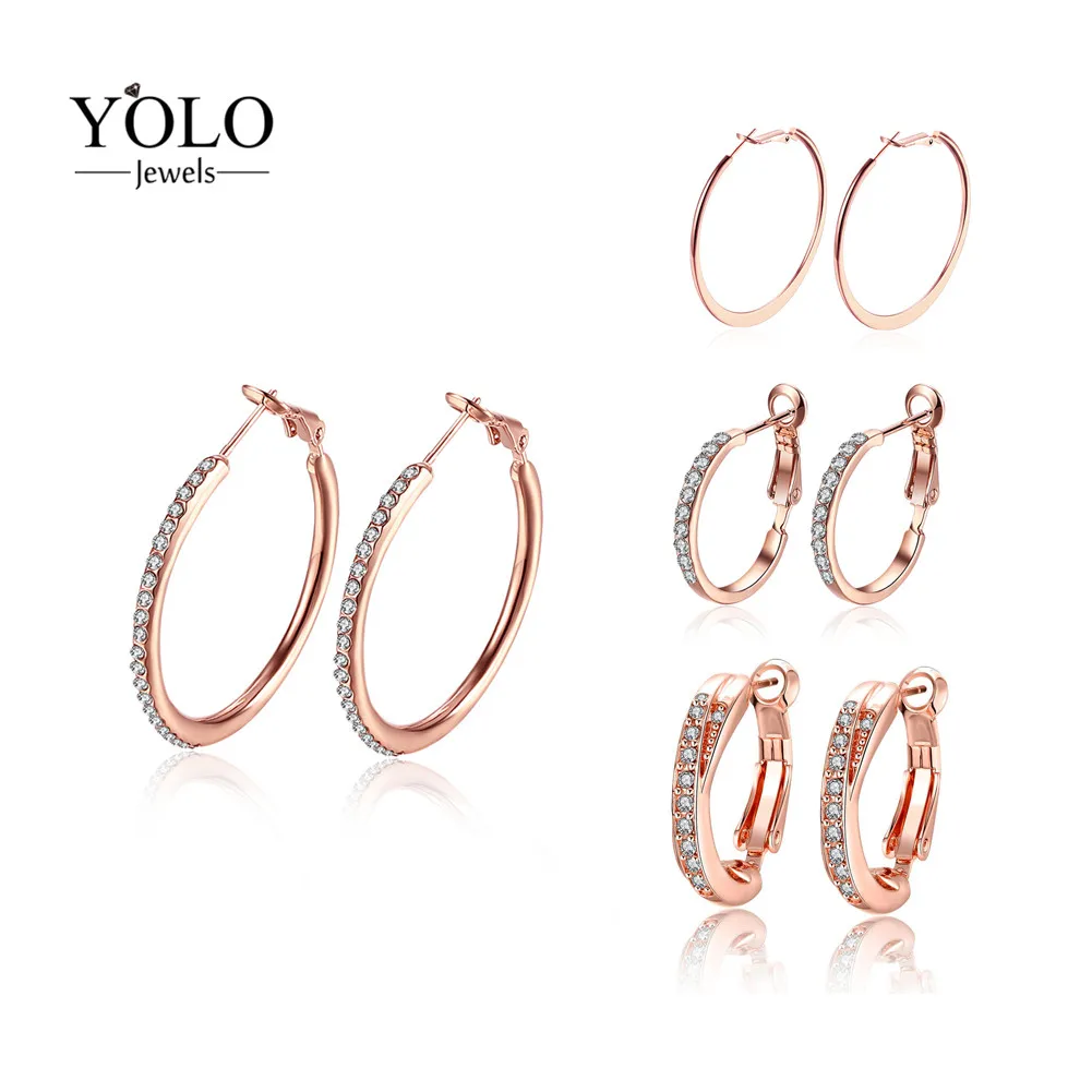 

2019 Fahion Hoop Earrings with Rhinestone Personalized Big Circle Earring with Fashion Design for Sensitive Ears and Parties