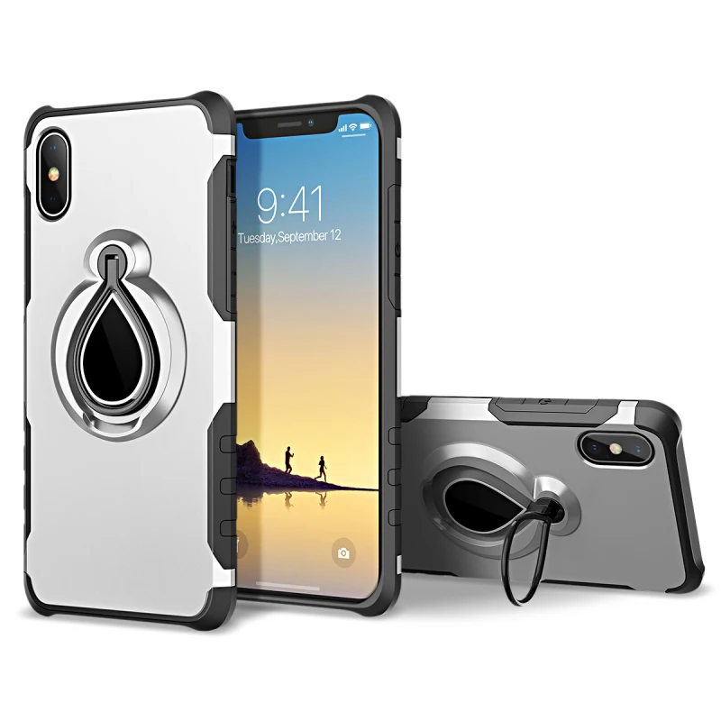 Роскошный Жесткий ПК чехол для iPhone X XS 8 7 Plus с магнитным автомобильным креплением