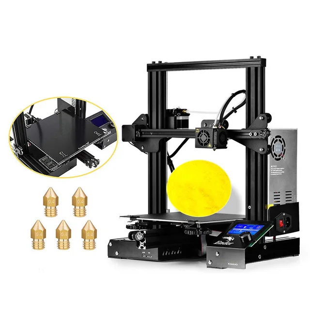 Cheap Creality 3D Ender - 3X Ender - 3 Upgraded Version 3D Printer with Tempered Glass Bed + 5pcs 0.4mm Nozzle 220 x 220 x 250 mm