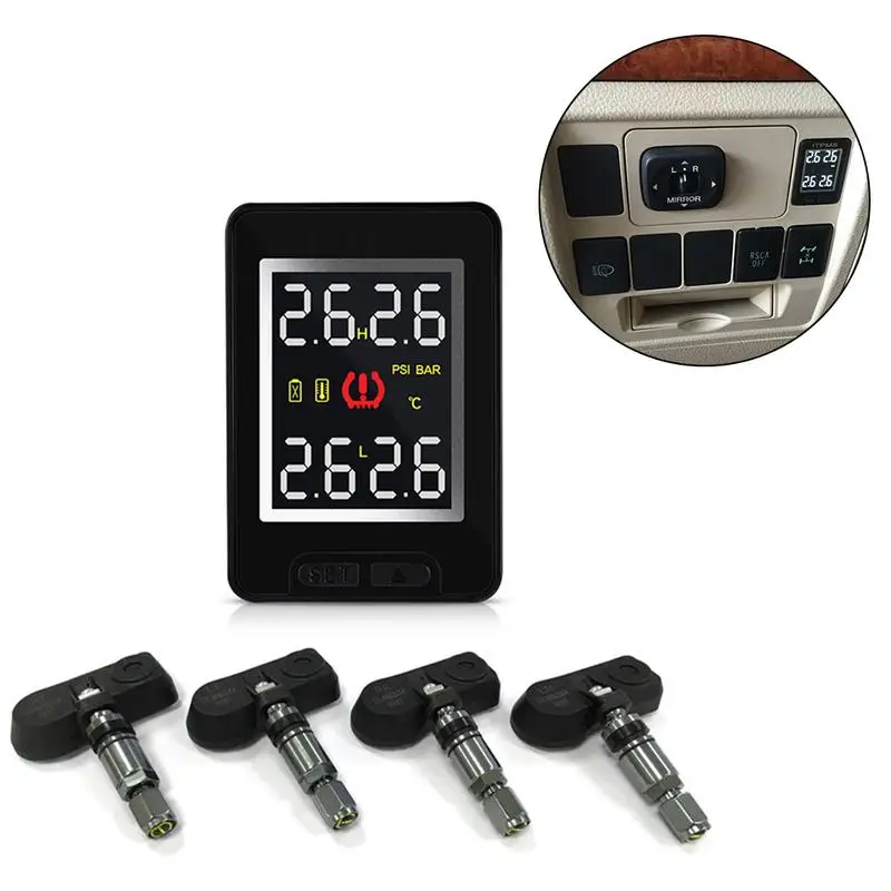 Автомобильный TPMS беспроводной Авто 4 внутренних противоугонных датчика lcd