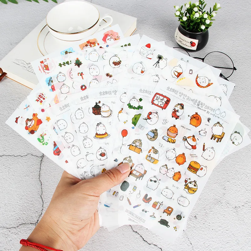 

Stationery Lovely Cartoon Stupid Adorable Circle Rolling Rabbit Diy Transparent Pvc Diary Hand Account Decoration Sticker