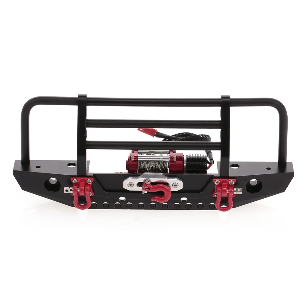 

Metal Bumper with Winch 2 LED Light Remote Controller Receiver for Traxxas TRX-4 Axial SCX10 RC Crawler Car