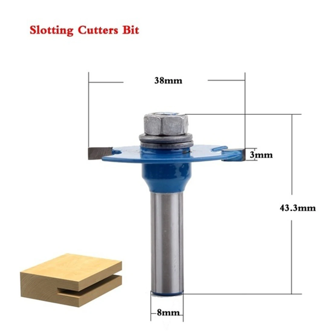 

8mm Shank Carbide Slotting Wood Cutter Bit Mill Woodworking Milling Cutter Trimming Engraving Carving Tools