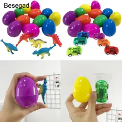 Besegad 12 шт-сюрприз Пластик Цветной пасхальные яйца заполнены с различными каваи игрушки для пасхи вечерние сувениры Дети Детские подарки