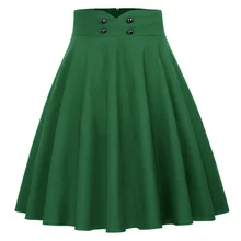 BP женские юбки женские винтажные элегантные сплошного цвета с кнопками Декор Высокая талия Расклешенная Юбка До Колена трапециевидная короткая юбка faldas