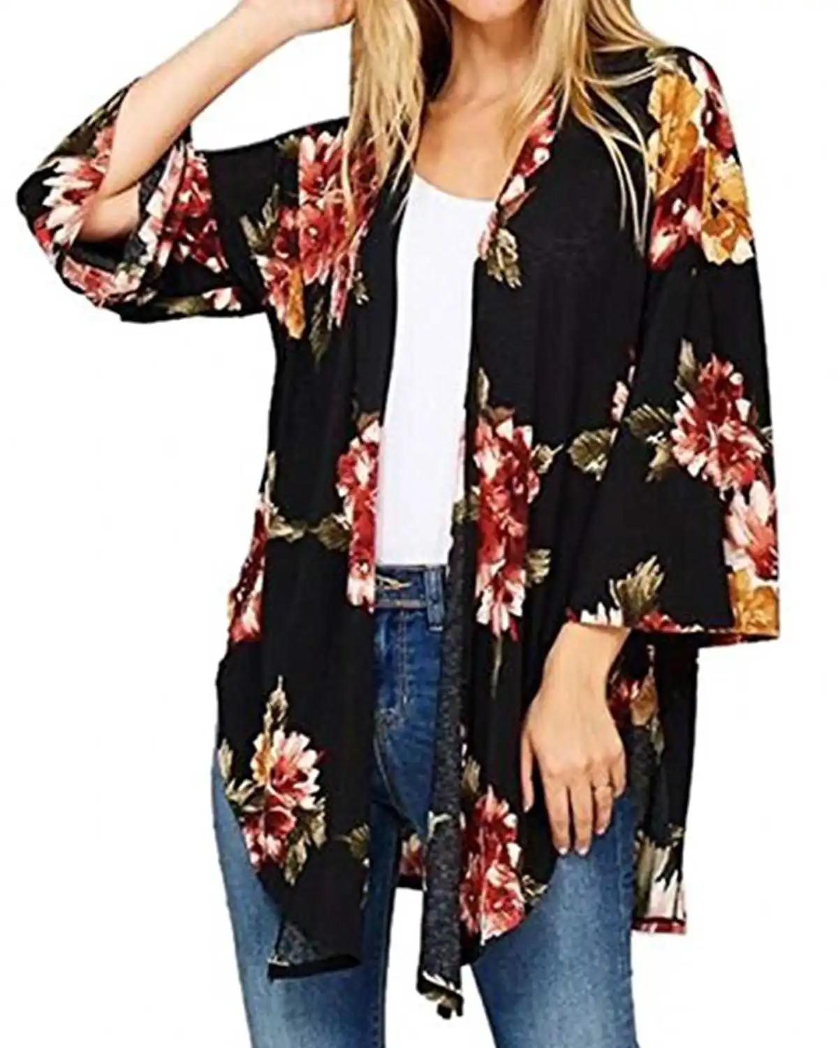 

Thin Sundress Kimono Cardigan Blouse Women Summer 2019 Causal Loose Floral Printed Long Sleeve Shirt Cover Up Tunic Tops Outwear