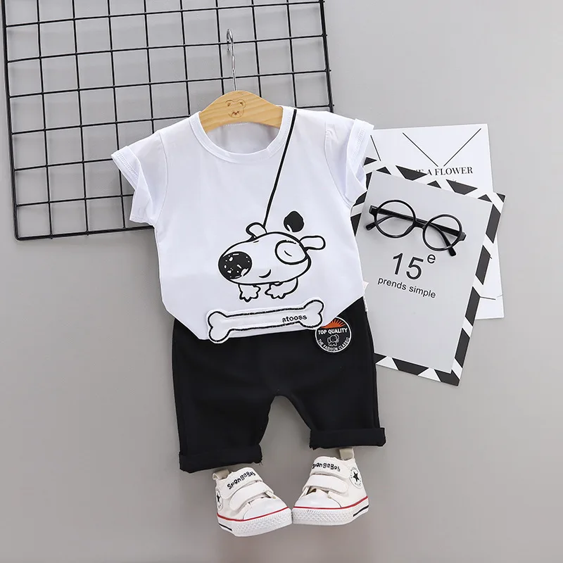 Summer Fashion Cartoon T-Shirt Shorts 2pcs/Sets Children Baby Boys Girl Cotton Clothes Child Toddler Casual Wear Kids Tracksuits