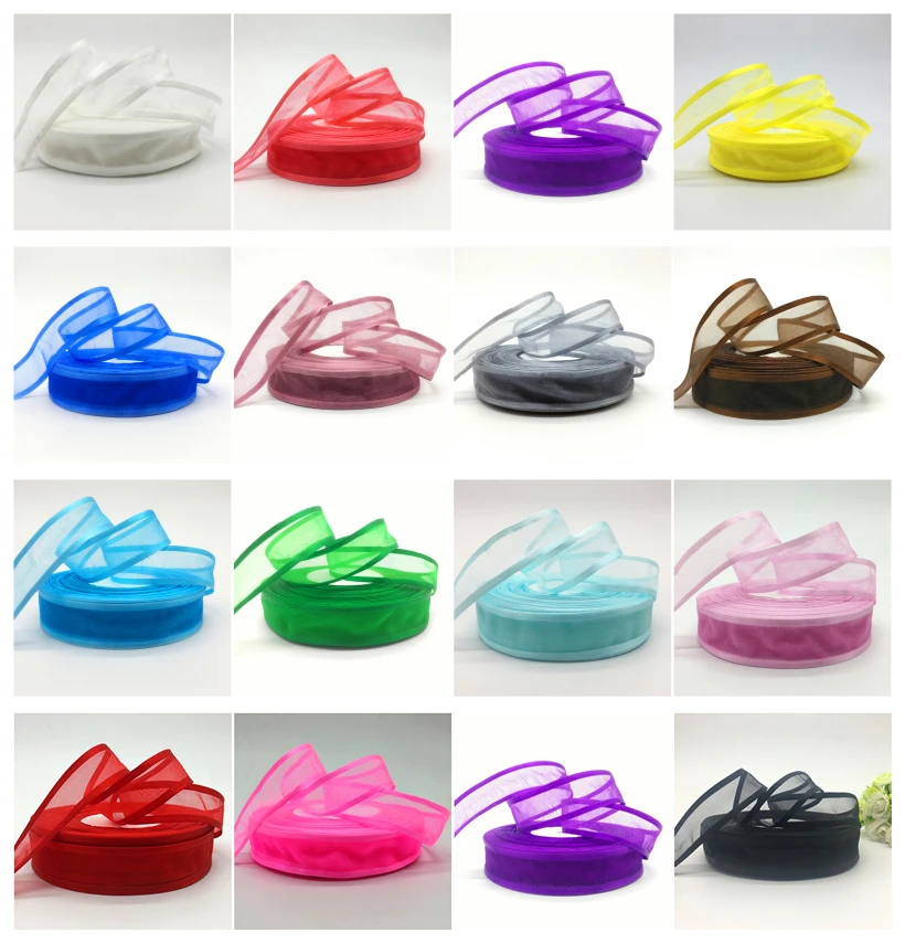

5Yards 1Inch 25mm Satin Edge Organza Ribbon Bow Hair Wedding Christmas Decoration Lace Crafts