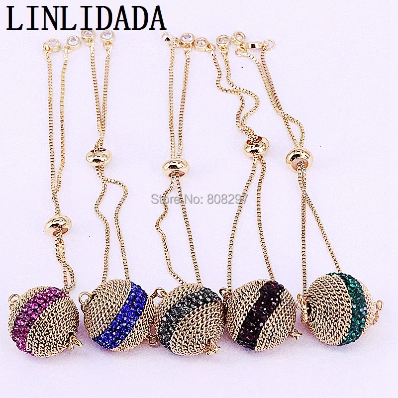 8 шт. круглые хрустальные стразы и спиральная латунная цепь Шарм соединитель звено браслеты женские ювелирные изделия