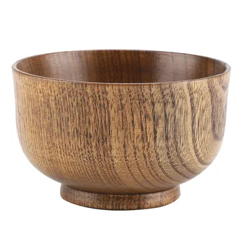 

Child Kid Natural Wooden Bowl Handmade Food Container Heat-Resistant Original Wood Bowl Tools For Your Family