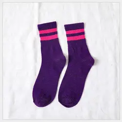 Женские носки классические две полоски хлопковые удобные носки дышащие женские винтажные Повседневные носки средней длины спортивные