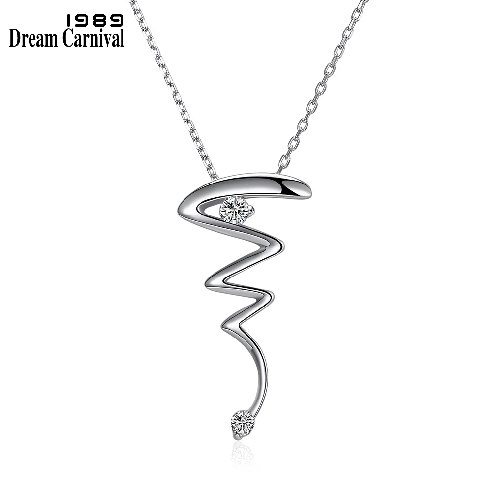 

DreamCarnival 1989 New Girls Lightning Pendant Sterling Silver 925 jewelry Cubic Zirconia Fashion Necklaces for Women SZ05495R