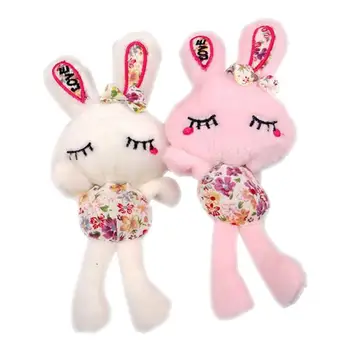 

Cute Small Plush Pendant Of Long Feet Cotton Prints Loving Heart Rabbit Plush Toys Doll Key Chain Hanging Pendant Random Color