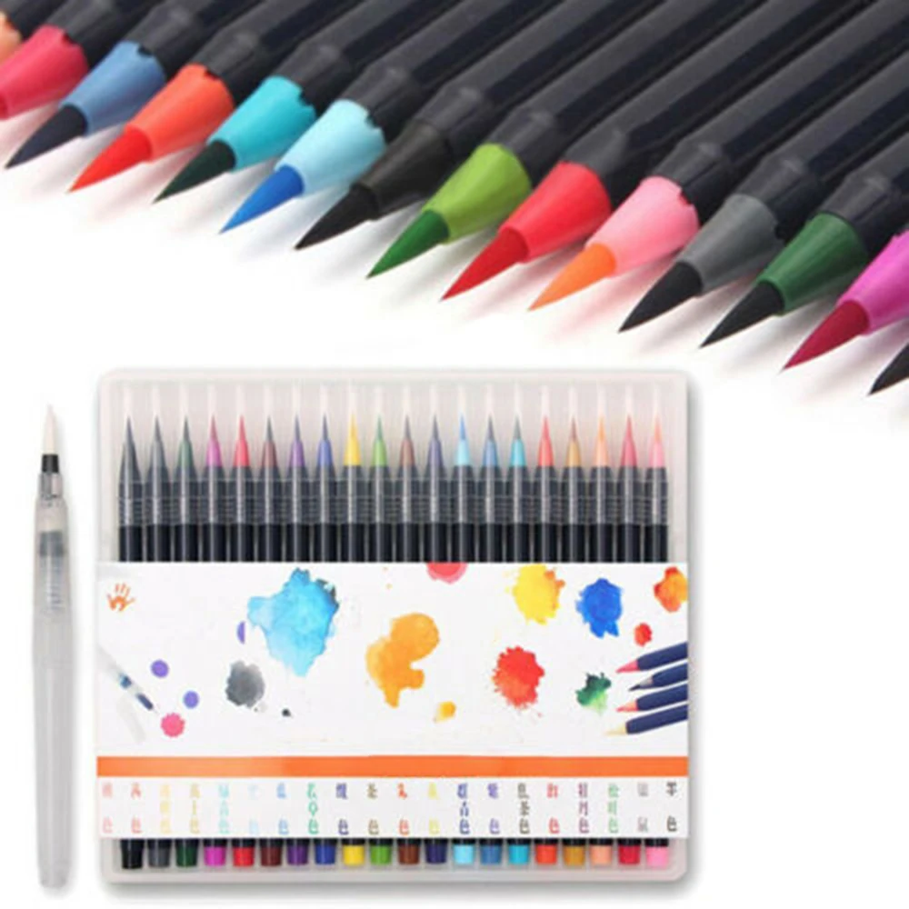 

20 Colors Premium Painting Brush Pen Set Watercolor Markers Pen For Coloring Books Manga Comic Calligraphy