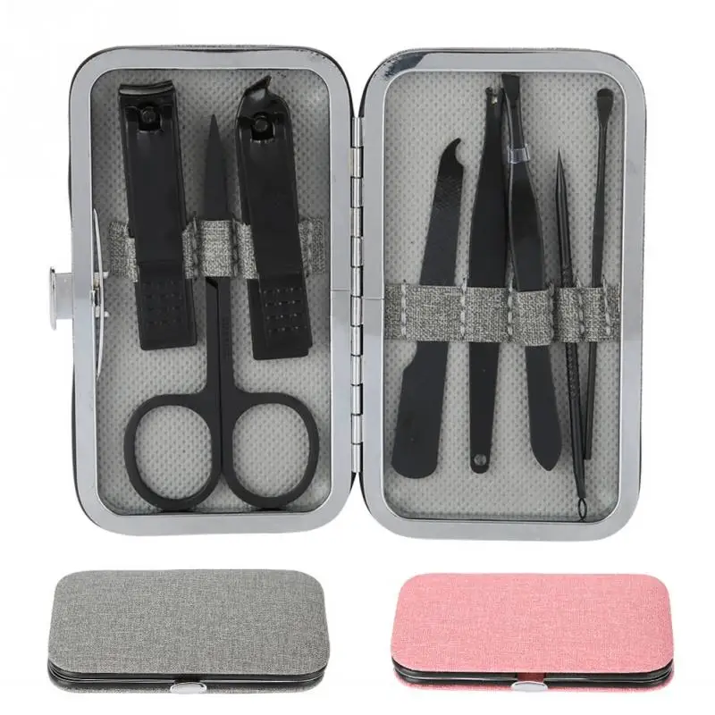 8 шт./компл. маникюрные инструменты для дизайна ногтей набор клипер для ногтей Ножницы Пинцет Нож маникюрные наборы каменный узор чехол аксессуары для ногтей