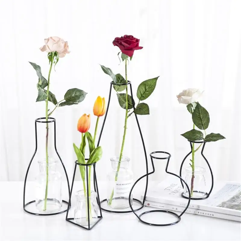 

Simulation Flower Innovative Iron Vase Ornament Artificial Dried Flower Pot Vase Jardiniere Home Decoration Accessories