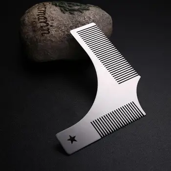

1pc Silver Steel Beard Styling Mold Comb Durable Moustache Shaving Comb Salon Haircut Tools For Men Good Quality