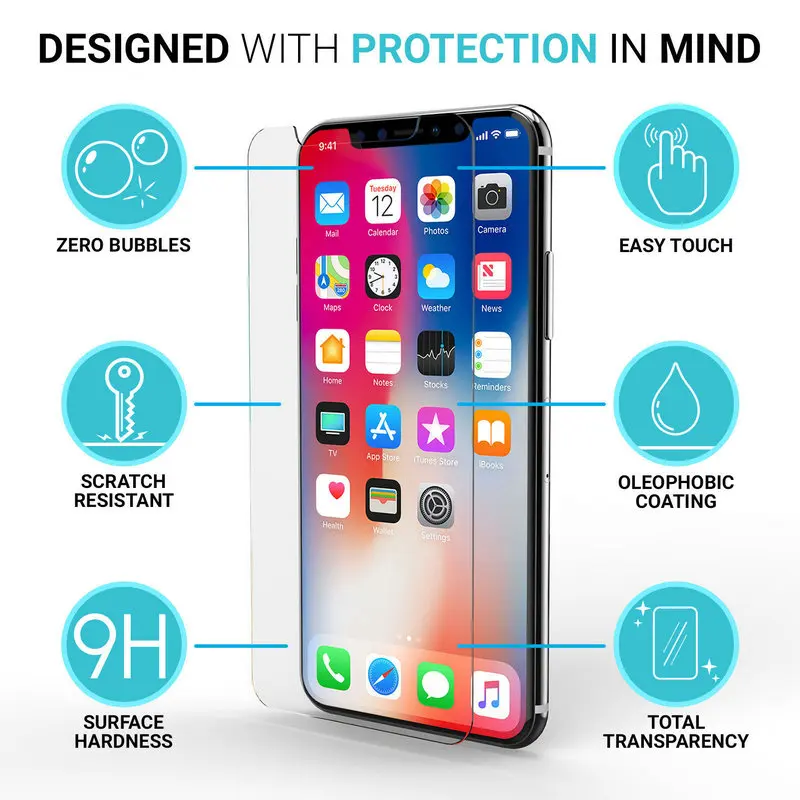Гладкая 2.5D 9H защитная пленка из закаленного стекла для iPhone XR XS Max X 8 7 6s plus 100 шт с