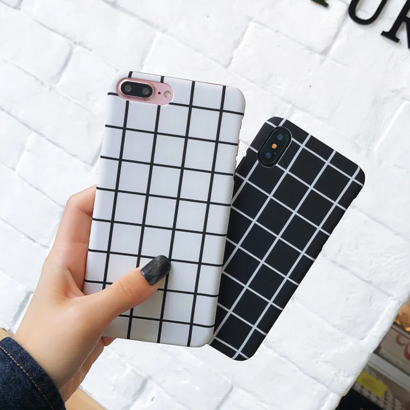 Чехол для телефона JONSNOW iPhone 6 6S 7 8 Plus XS XR Max черно белый клетчатый чехол в полоску из