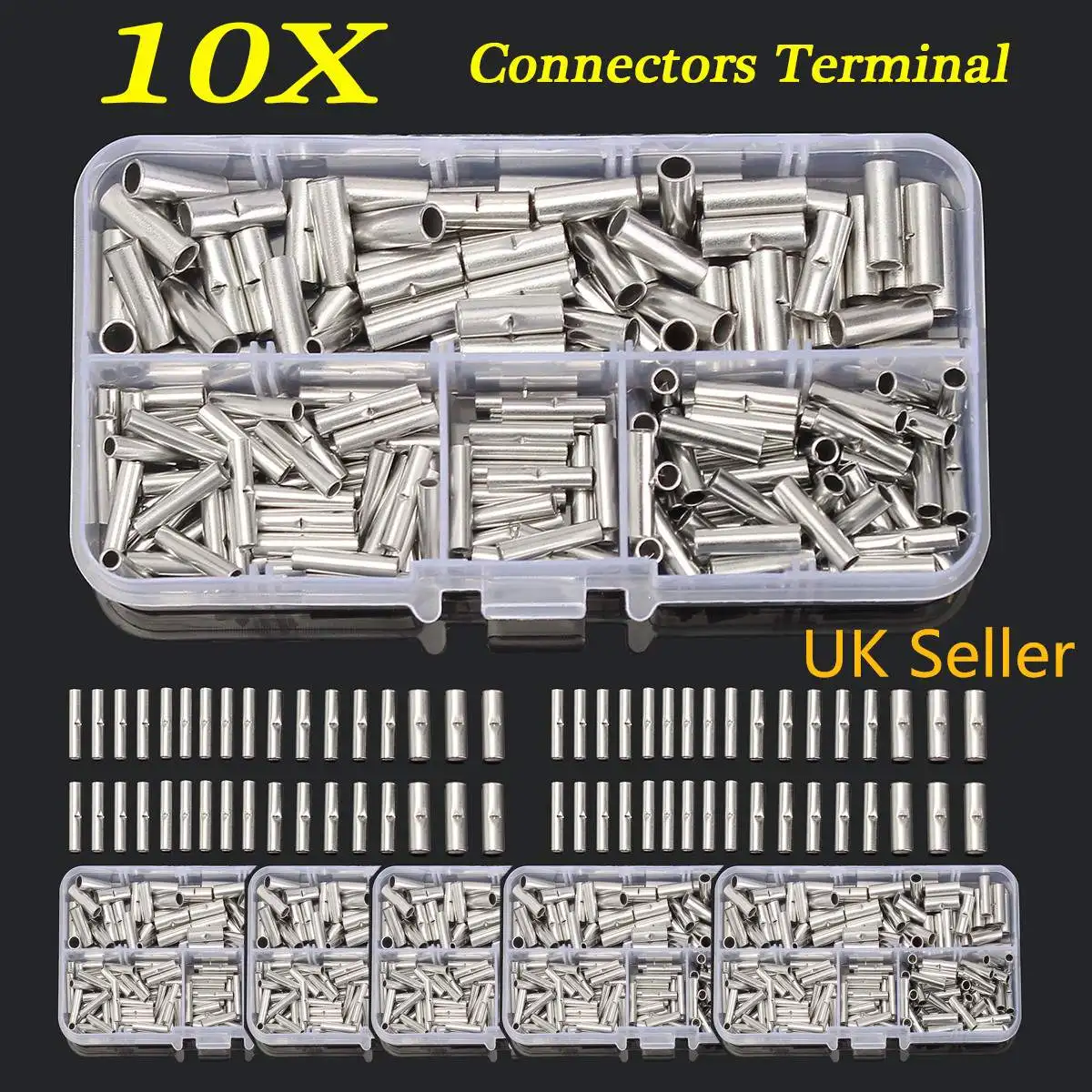 

200Pcs Copper Butt Splice Wire Copper Crimp Connector Insulated Cord Pin End Terminals For 10-22AWG Heat Shrink Tube Sleeving