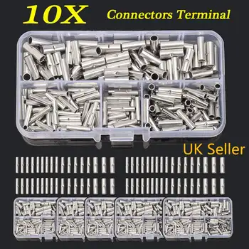 

200Pcs Copper Butt Splice Wire Copper Crimp Connector Insulated Cord Pin End Terminals For 10-22AWG Heat Shrink Tube Sleeving