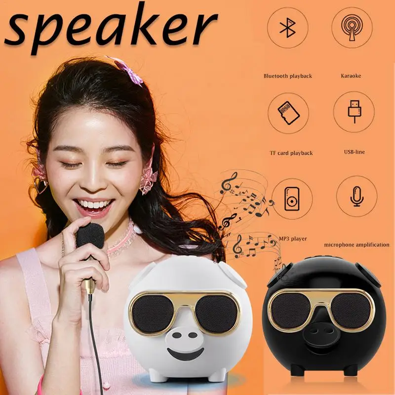 Свинья беспроводной Bluetooth динамик Смарт караоке аудио устройство мини микрофон