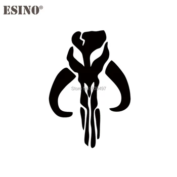 

10 x Cool Design Bioworld Boba Fett Mandalorian Mythosaur Skull Car Window Vinyl Decal Stickers Black Reflective Silver