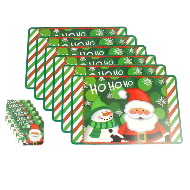 

12Pcs/Set Christmas Tableware Placemats Coaster Xmas Party Supplies by(Greensnowman)