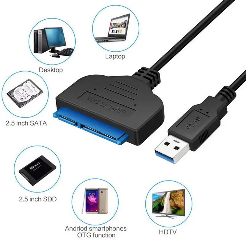 New USB 3.0 To Sata Adapter Converter Cable 22pin SataIII To USB3,0 Adapters For 2.5
